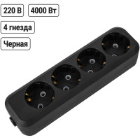 Розеточная колодка TDM ELECTRIC 4 гнезда 2П+3 16А 250В черная серии Народная SQ1806-0429