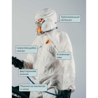 Комбинезон хим.защиты Jeta Safety с дышащей задней частью, плотн.65 г/м², разм.XXL/54-56, JPC-66-XXL