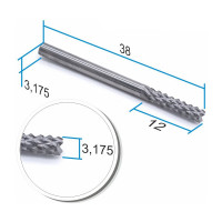 Фреза рашпильная кукуруза (3.175х12х38 мм; хв-к 3.175 мм) AST3.12 DJTOL 1537