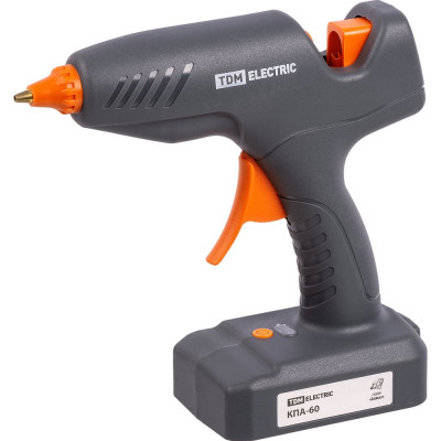 Аккумуляторный клеевой пистолет TDM ELECTRIC КПА-60, 11,3 мм, 12В, 2,2 А*ч Li-Ion, 60 Вт, Т=220 С Алмаз SQ1024-0110