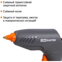 Аккумуляторный клеевой пистолет TDM ELECTRIC КПА-60, 11,3 мм, 12В, 2,2 А*ч Li-Ion, 60 Вт, Т=220 С Алмаз SQ1024-0110