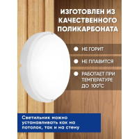 Светодиодный пылевлагозащищённый светильник FERON AL3013 в пластиковом корпусе 15W 4000K IP65 белый 41756