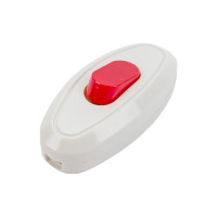 Выключатель на шнур TDM ELECTRIC 6А, 250В, белый с красной кнопкой SQ1806-0221