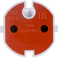 Розетка штепсельная без заземления, белая с красной вставкой 10А 250B TDM ELECTRIC SQ1806-0213