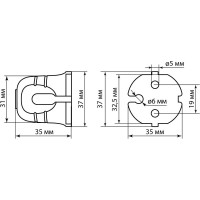 Розетка штепсельная без заземления, черная с красной вставкой 10А 250B TDM ELECTRIC SQ1806-0214