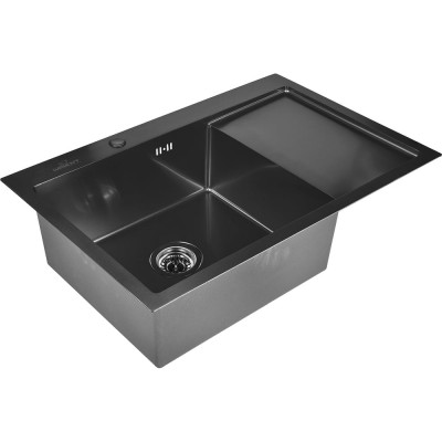 Кухонная мойка из нержавеющей стали WISENT 7851B-L с PVD покрытием 78x51см WS37851B-L/WGER019B