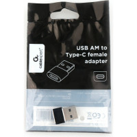 Переходник Cablexpert USB2.0, AM/Type-C(F), метал. коробкапус, Pro, черный, пакет A-USB2-AMCF-02