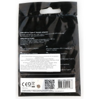 Переходник Cablexpert USB2.0, AM/Type-C(F), метал. коробкапус, Pro, черный, пакет A-USB2-AMCF-02