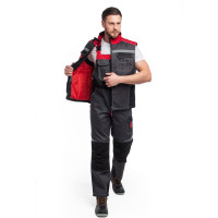 Утеплённый жилет с СОП Спрут ФОРМУЛА темно-серый с красной и черной отделкой, р. (56-58) 112-116 129402