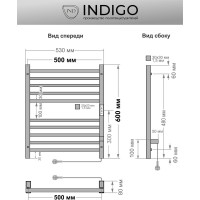 Полотенцесушитель INDIGO Attic (electro) 60/50 таймер, скрытый монтаж, универсальное подключение R/L LСLATCE60-50BRRt