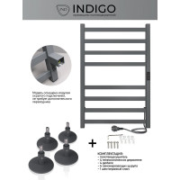 Полотенцесушитель INDIGO Oktava Slim 3 electro 80/50 таймер, скрытый монтаж, универсальное подключение R/L LСLOKS3E80-50MGRt
