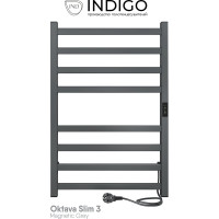Полотенцесушитель INDIGO Oktava Slim 3 electro 80/50 таймер, скрытый монтаж, универсальное подключение R/L LСLOKS3E80-50MGRt