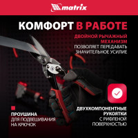 Ножницы по металлу MATRIX, удлиненные, 290 мм, прямой рез, CrMo, 2-комп. обрезиненные рукоятки PRO 78328