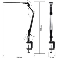 Настольный светодиодный светильник ЭРА NLED-496-12W-BK на струбцине, черный Б0052767