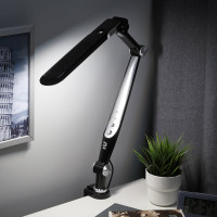 Настольный светодиодный светильник ЭРА NLED-496-12W-BK на струбцине, черный Б0052767