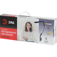 Настольный светодиодный светильник ЭРА NLED-496-12W-BK на струбцине, черный Б0052767