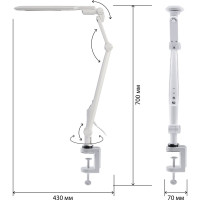 Настольный светодиодный светильник ЭРА NLED-496-12W-W на струбцине, белый Б0052766