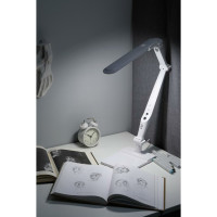 Настольный светодиодный светильник ЭРА NLED-497-12W-W на струбцине и с основанием, белый Б0052770