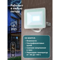 Прожектор светодиодный уличный ЭРА LPR-023-W-65K-050 50Вт 6500K IP65 белый Б0054642