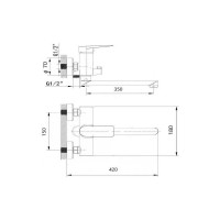Смеситель для ванной и душа WISENT с длинным изливом WP22205