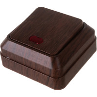 Одноклавишный выключатель Intro Quadro 2-102-10 с подсветкой, 10А-250В, IP20, открытая установка, венге, Б0053745