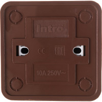 Одноклавишный выключатель Intro Quadro 2-102-10 с подсветкой, 10А-250В, IP20, открытая установка, венге, Б0053745