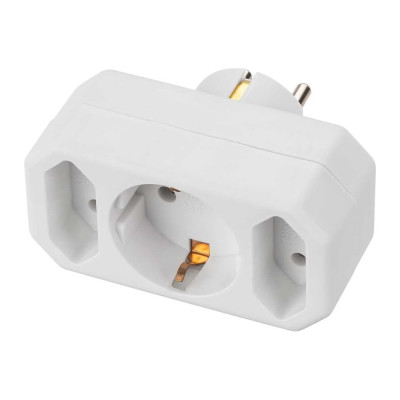 Блок на 3 гнезда TDM ELECTRIC 1x2П+3 16 А + 2x2П 2,5 А, под плоскую вилку, 250 B, белый SQ1806-0201