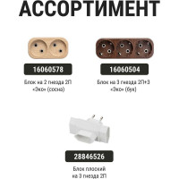 Блок на 4 гнезда TDM ELECTRIC 2П 2,5 А, 250 B, под плоскую вилку, белый SQ1806-0203