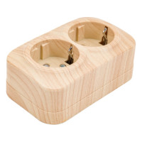 2-ая розетка IEK РСш22-3-ХС с з/к и з/ш о/у 16А GLORY сосна ERH24-K34-16