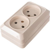 Розетка Intro Quadro двойная без заземления 2x2P, 16А-250В, IP20, открытая установка, слоновая кость, Б0053794