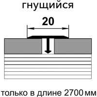 Порог алюминиевый Лука 20 мм, 2.7 м, Т-образный, Черный УТ000038604