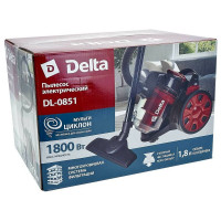 Пылесос Delta DL-0851 мультициклон, красный, 1800 Вт, НЕРА-фильтр, мощность всасывания 300 Вт Р1-00007232