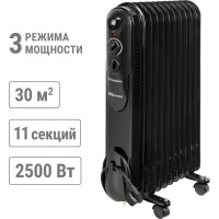Масляный обогреватель TDM ELECTRIC МО-11К, чёрный, 2500 Вт, 11 секций, регулятор мощности 1000/1500/2500 Вт, термостат, SQ2501-0906