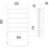 Полотенцесушитель Terminus Классик quick touch П6 500x650 левый 4670078531339