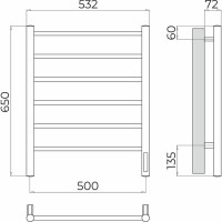 Полотенцесушитель Terminus Аврора quick touch П6 500x650 4670078531155