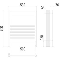 Полотенцесушитель Terminus Аврора sensor quick touch П9 500x700 4670078527240