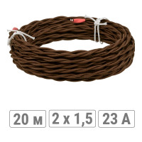 Ретро провод TDM ELECTRIC "Эко" 2x1,5 витой ГОСТ коричневый 20м SQ2801-0221