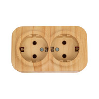 2-ая розетка IEK РС22-3-ХС с з/к о/у 16А GLORY сосна ERH21-K34-16