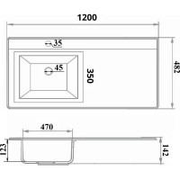Мебельный умывальник RUNO Гамма 120 лайт правое крыло, белый 00-00001024