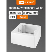 Коробка распределительная TDM ELECTRIC 88х88х44 мм, универсальная, подъемная, белая, IP20 SQ1401-0231