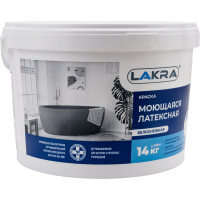Моющаяся краска ЛАКРА латексная, белоснежная, 14 кг 8306484 ЛА-00000054