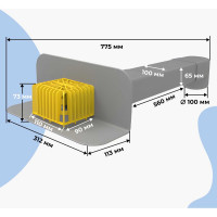 Парапетная (скапер) воронка Татполимер 100х560 мм с элементом жесткости, отводом и листвоуловителем ТП-01.П.ПВХ 30661