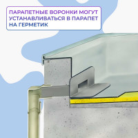 Парапетная (скапер) воронка Татполимер 100х560 мм с элементом жесткости, отводом и листвоуловителем ТП-01.П.ПВХ 30661