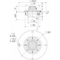 Кровельная воронка Татполимер 110х600 мм с подогревом ТП-01.100/6-Э 10695