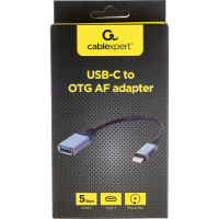 Кабель-переходник Cablexpert USB3.0 OTG Type-C/AF, метал. разъем, медь, Mobile, 15 см, коробка A-USB3C-OTGAF-01
