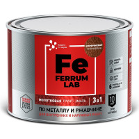 Грунт-эмаль FERRUM LAB по ржавчине 3 в 1 молотковая коричневая, банка 0,4 л 213546