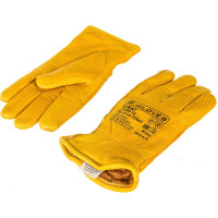 Утепленные кожаные перчатки из лицевой кожи S. GLOVES SOBAT размер 10 31999-10
