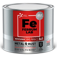 Грунт-эмаль FERRUM LAB по ржавчине 3 в 1 молотковая серая, банка 2 л 213538