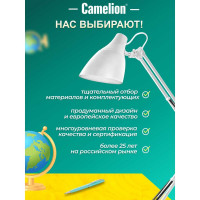 Настольный светильник Camelion KD-335 C01 белый, струбцина из высокопрочного пластика, 230V, 40W, E27 13876