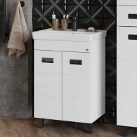 Тумба с раковиной Onika Балтика-Квадро Black 55 напольная, белая 105552